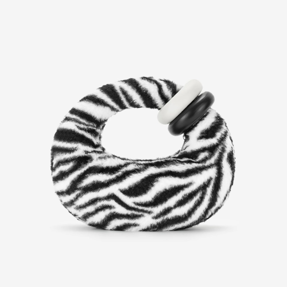 JW PEI Abacus Zebra Print Faux Fur Top Handle Bag
